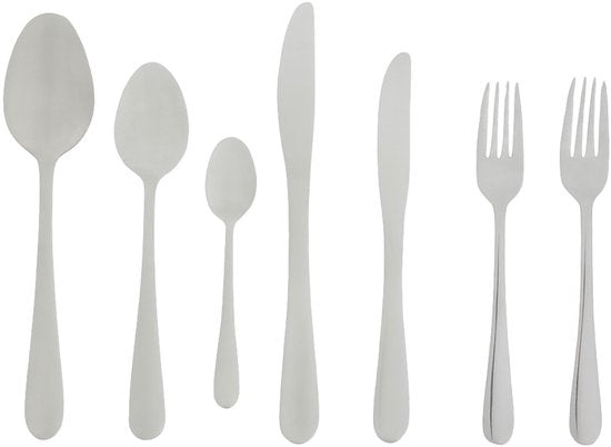 alpina Bestekset 6 Persoons - Bestek Set 42-Delig - RVS Messen, Lepels, Vorken, Theelepels en Gebaksvorkjes - Vaatwasserbestendig - Glanzend Zilver
