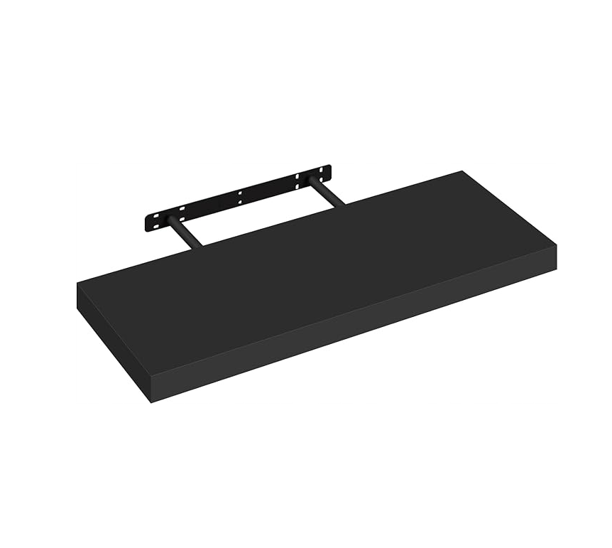 Esituro Wandplank Zwevend 50 cm - Set van 2 - Zwart MDF - Modern