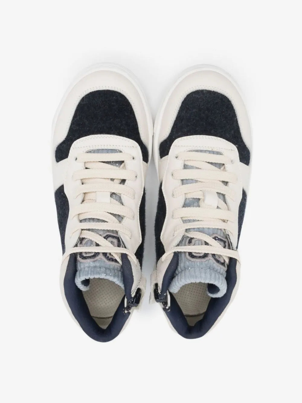 Brunello Cucinelli Kids Sneakers Cloud White/Jet Black – Kalfsleer – Made in Italy