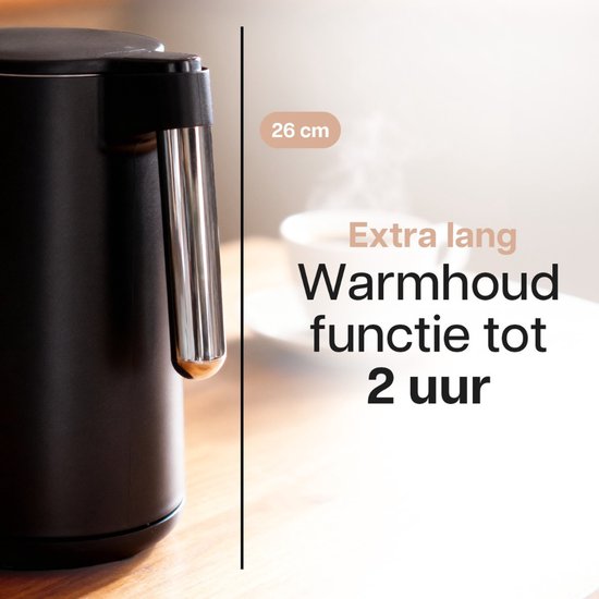HomeShift® Waterkoker met Temperatuurregeling - Warmhoudfunctie - Dubbelwandig - Elektrisch - 1,7 Liter - 2200W - Zwart