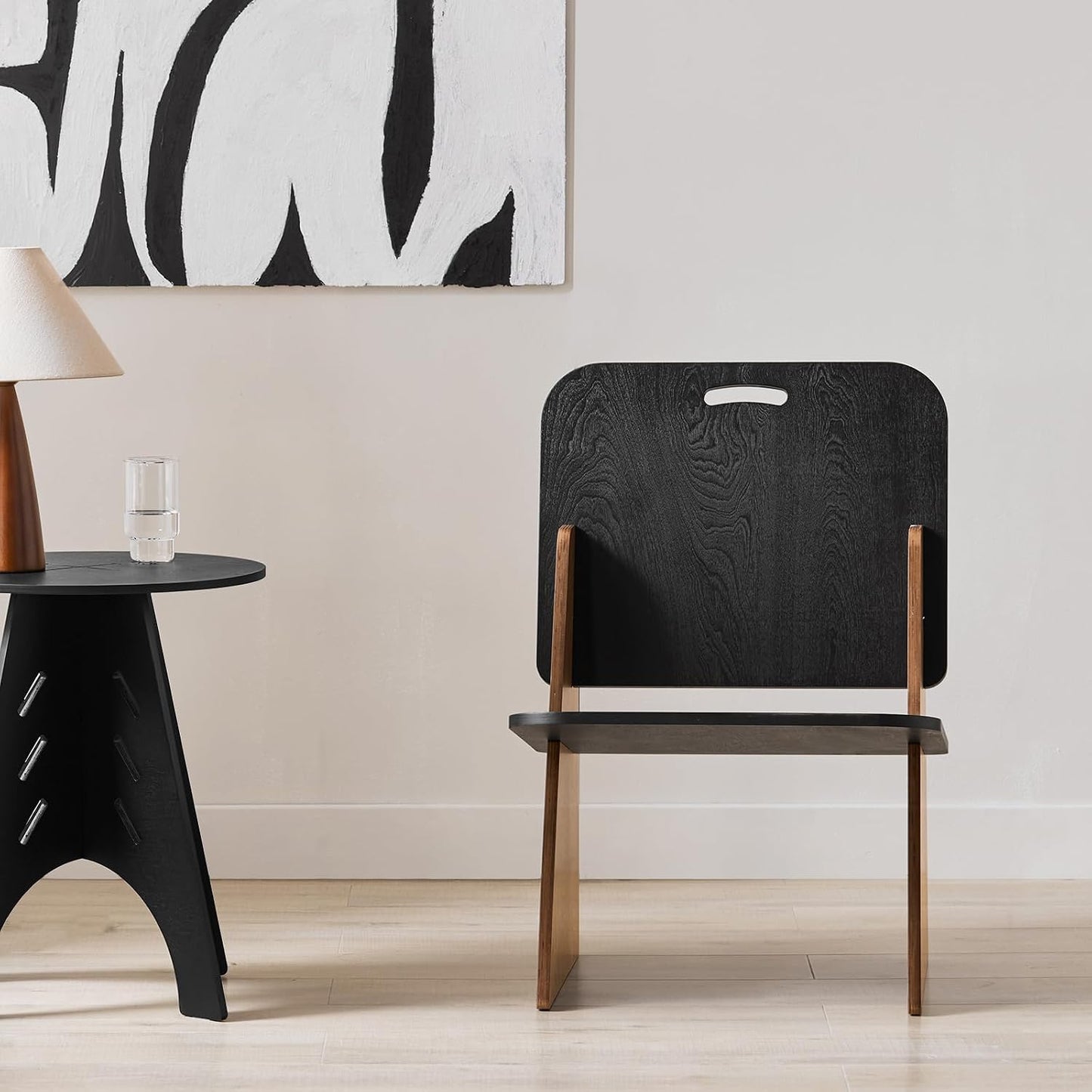 SoBuy Eetkamerstoel met Rugleuning - Zwart - 53 x 56 x 78 cm