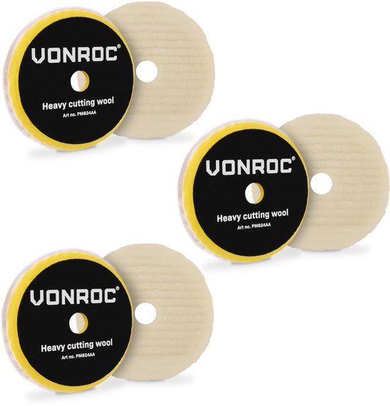 VONROC Wollen Polijstschijven - 140 - Ø 150mm – 3 stuks