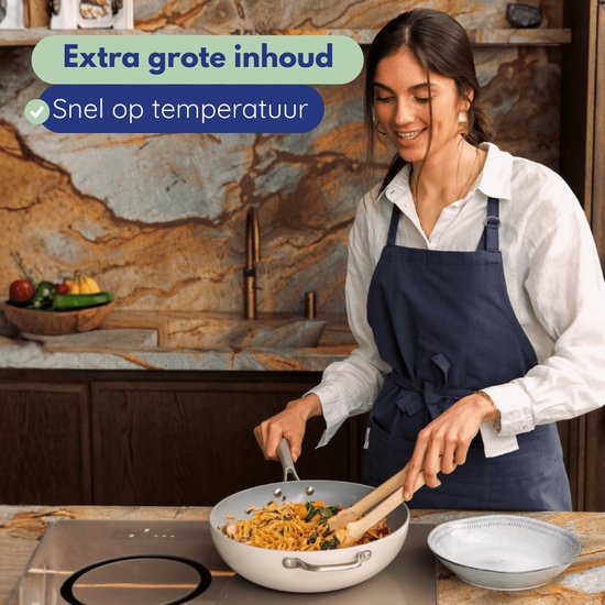 Safecourt Kitchen wokpan - Ø 28 cm - Wokpan - Inductie - Elektrisch - Keramisch - PFAS & PTFE vrij