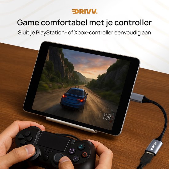 Drivv. USB C naar USB A OTG Adapter - USB C naar USB converter - USB C Adapter - Laptop - Telefoon - Grijs
