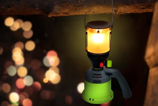 Kinzo Gaslamp – Campinglamp op Gas – Met Piezo Ontsteking en Handvat – Inclusief 3 Gaskousjes – 500W