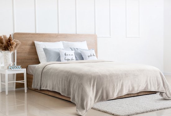 H&C Luxe Plaid 240x220 - Groot Deken - Extra Zacht - Beige