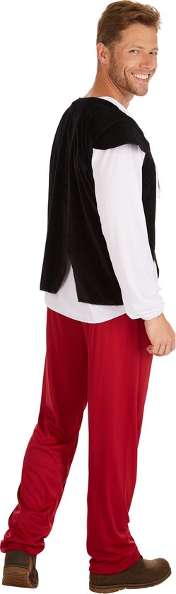 DressForFun Herbergier Kostuum Middeleeuwen – Voorzien Van Gilet Met Rijgkoord En Comfortabele Broek En Shirt Met Lange Mouwen – For Carnaval En Themafeesten – Zwart Polyester – Maat L