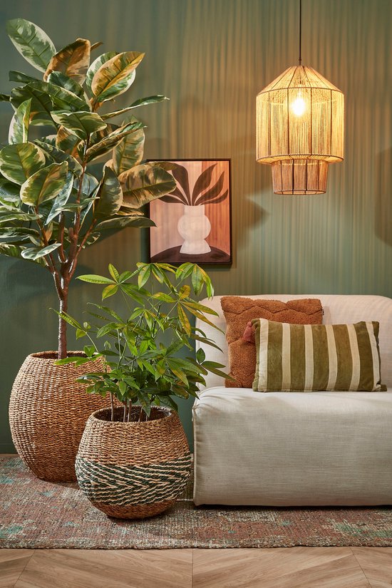 Mica Decorations Elsa Hanglamp - H49 x Ø35 cm - Jute - Lichtbruin