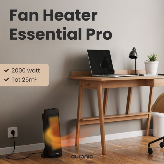 Auronic Ventilatorkachel Pro - Keramische Kachel - 2000W Heater - Zwart