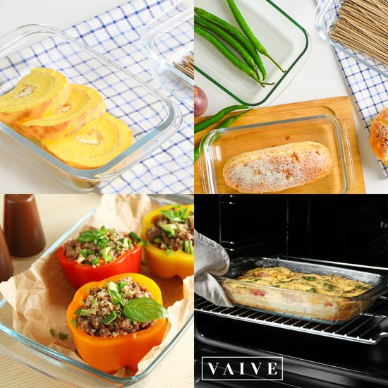 VAIVE 3-delige Ovenschaal Set - Rechthoekig - Glas