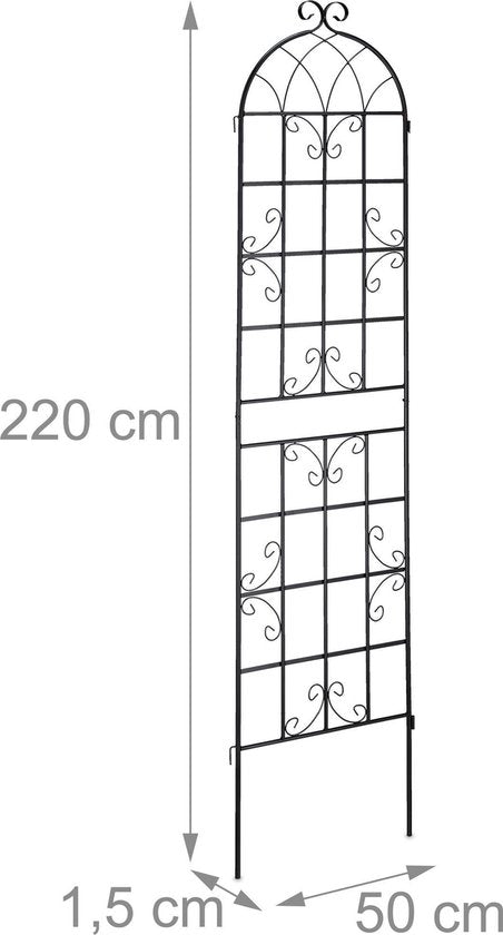 klimplantenrek - metaal - set van 2 - 220 x 50 cm - trellis - zwart