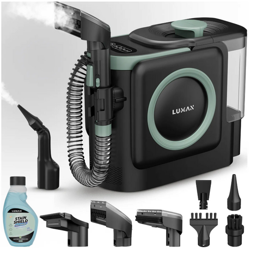 LUMAN 10 in 1 Tapijtreiniger Pro 1800W - 100°C Stoomfunctie en Zelfreinigend - Vlekkenreiniger - Stoomreiniger - Zetelreiniger - Reiniger voor bank, vloer, auto en tapijt - 7 Meter Snoer