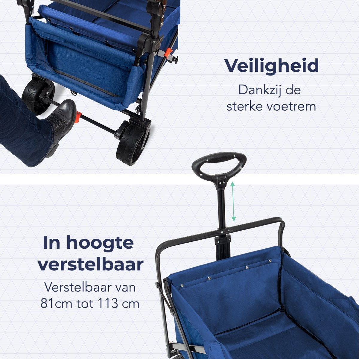 LifeGoods Bolderkar - Opvouwbaar - Tot 120KG - 90L - Wasbaar Polyester - 120x80cm - Blauw