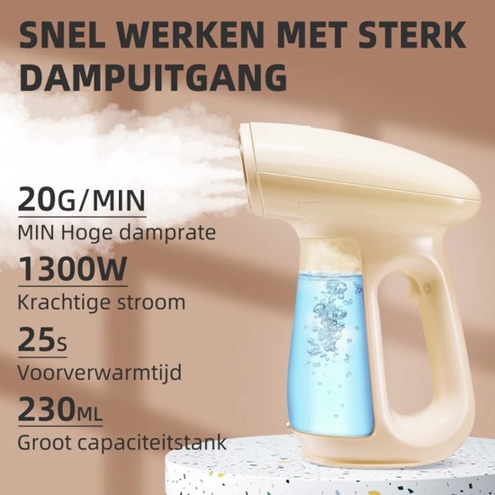 Bear Kledingstomer 1300W – Draagbare Handstomer met Aroma optie – 230ml Reservoir – Snelle Opwarming & Krachtige Stoom – Voor Alle Stoffen