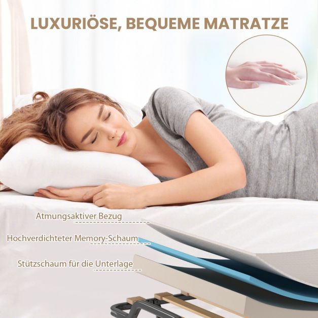 Coast Italiaans Opklapbaar Logeerbed met Matras – 200 x 90 x 41 cm – Beige