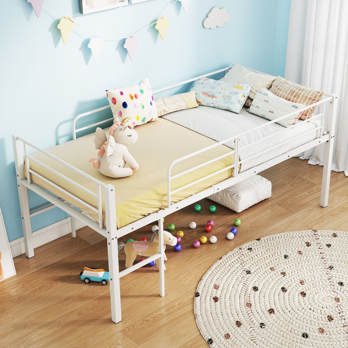 Coast Hoogslaperbed met lattenbodem - ruimtebesparend stapelbed - metalen frame - zwart