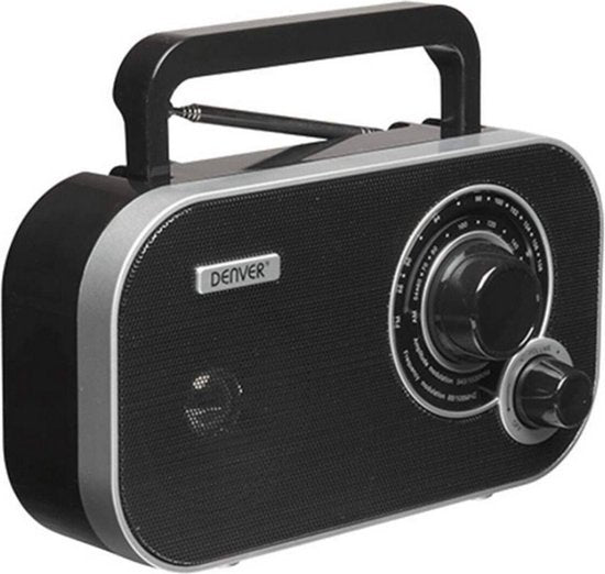 Denver FM Radio Retro - Werkt op batterij of netstroom - Keukenradio - Draagbare Radio - TR51 - Zwart