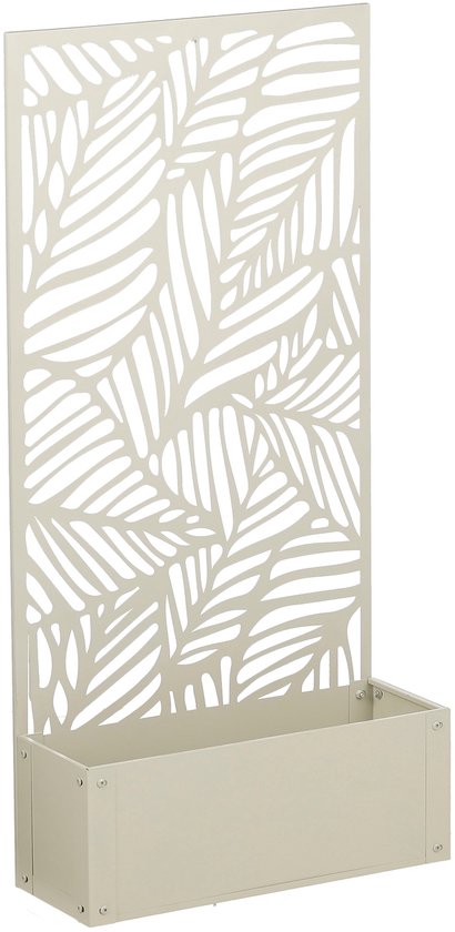 Mica Decorations Sapri Plantensteun - Plantenbak met Klimrek voor Klimplanten - Plantenstandaard Vrijstaand of tegen Muur - 57,5 x 21 x 118 cm - Off White