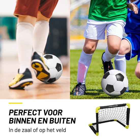 Dunlop Voetbaldoel 50 x 44 x 44 cm - Voetbaldoeltjes Set van 2 - Voetbalgoal Opvouwbaar - Voetbal Goal Makkelijk Opbergen - Voetbal Training Goals voor Kinderen - Kunststof - Zwart/ Geel