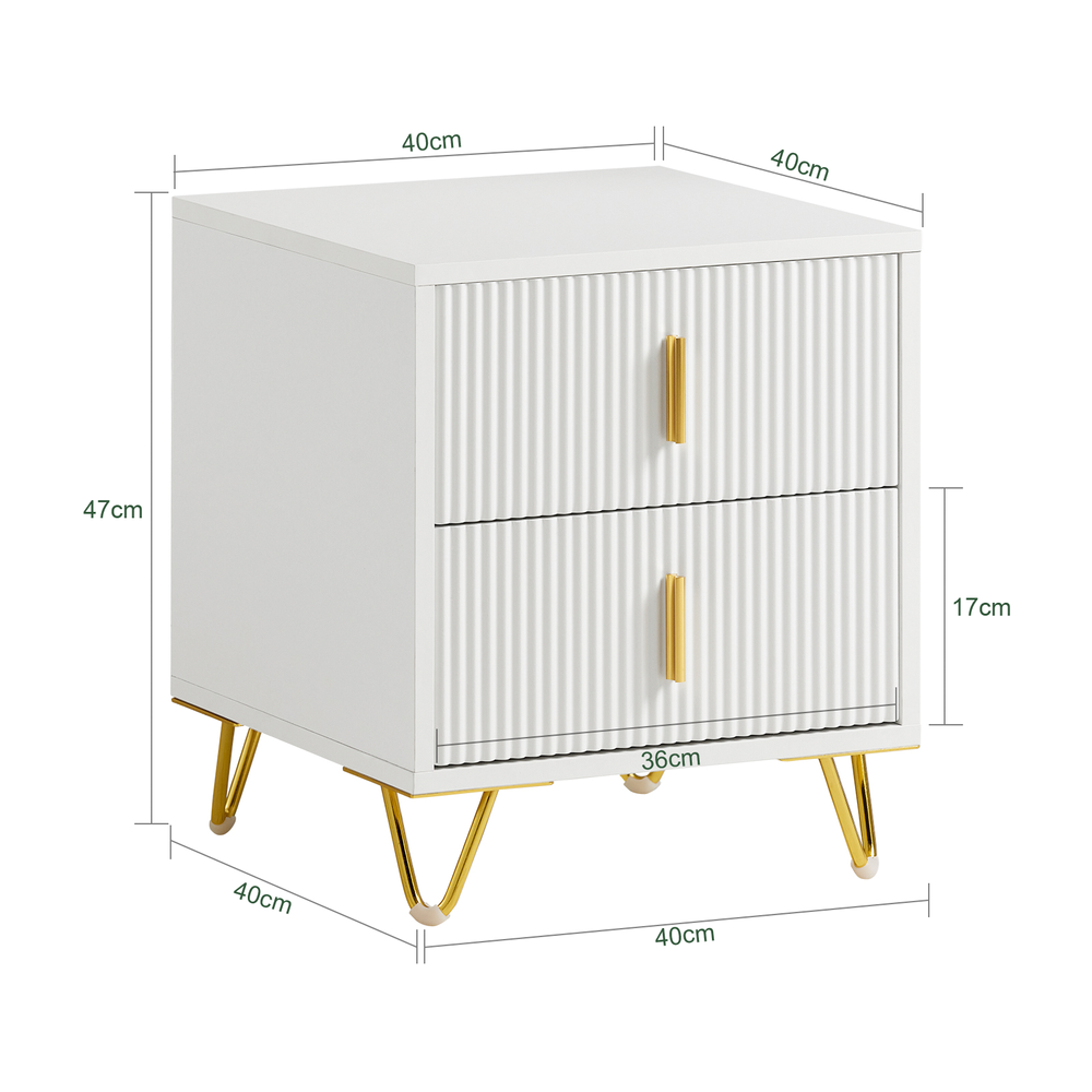 SoBuy Nachtkastje met 2 Laden - 40x40x47 cm - Wit