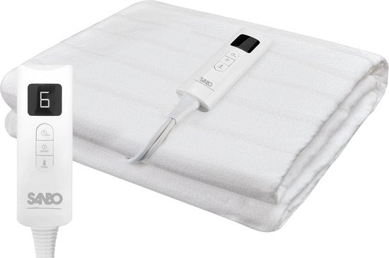 Sanbo Elektrische Deken - Wasmachinebestendig - Onderdeken - 150 x 80 cm - 7 Standen - Met Hoekelastieken - 1 Persoons