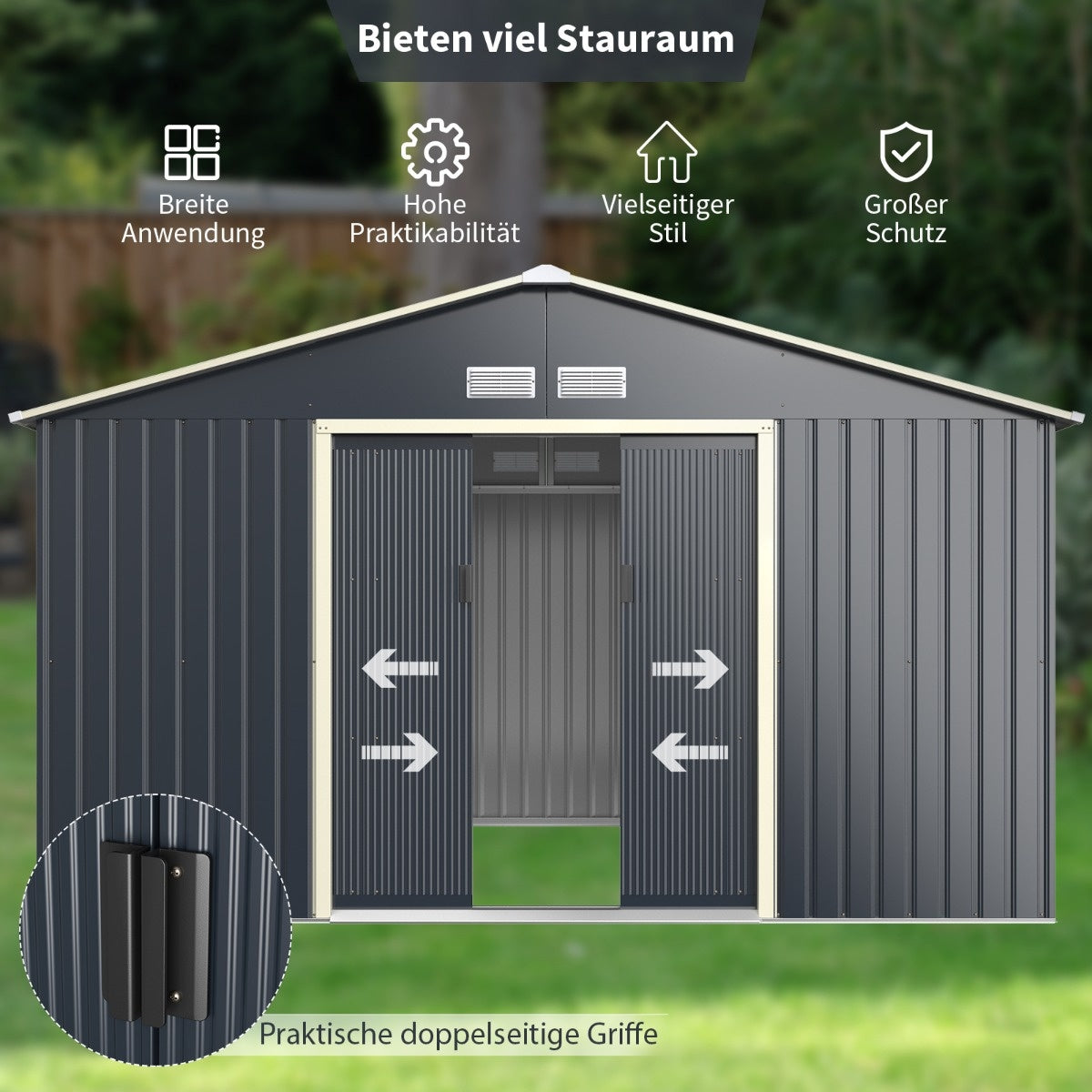 Coast Opbergschuur – Met Schuifdeur & Ventilatiesleuven – 340 x 255 x 210 cm – Metaal