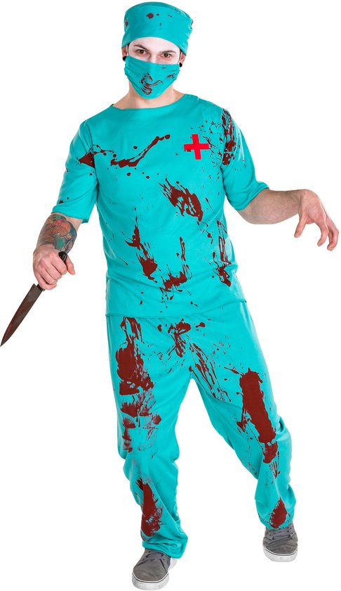 Dressforfun Herenkostuum zombiedokter M - verkleedkleding kostuum halloween verkleden feestkleding carnavalskleding carnaval feestkledij partykleding - 300183