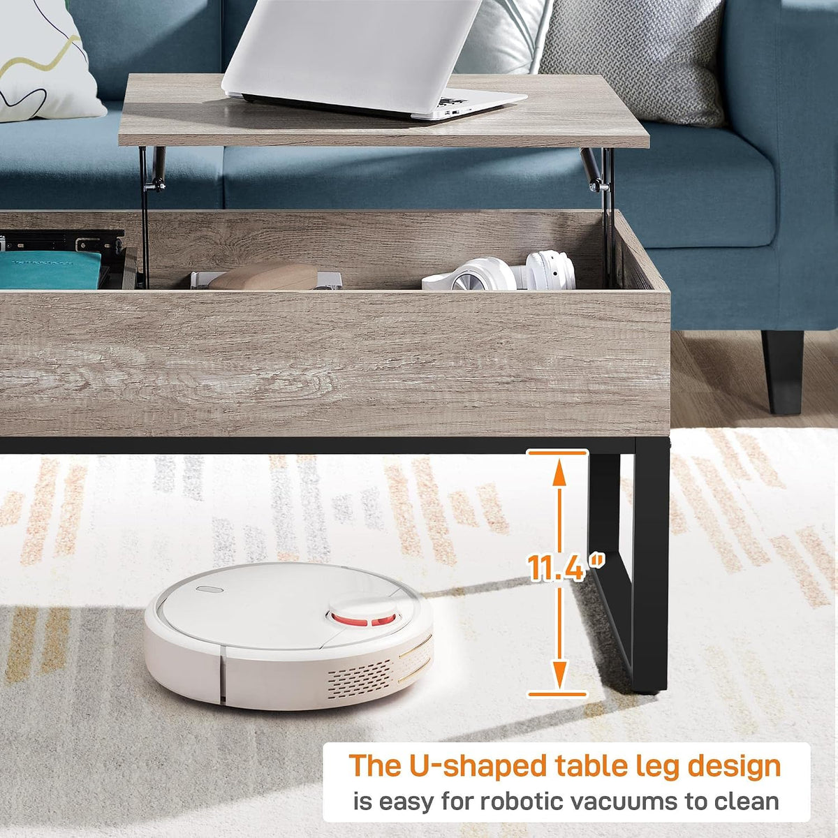 Yaheetech Lift-top salontafel met verborgen opbergruimte - 105 x 50 x 61 cm - Grijs