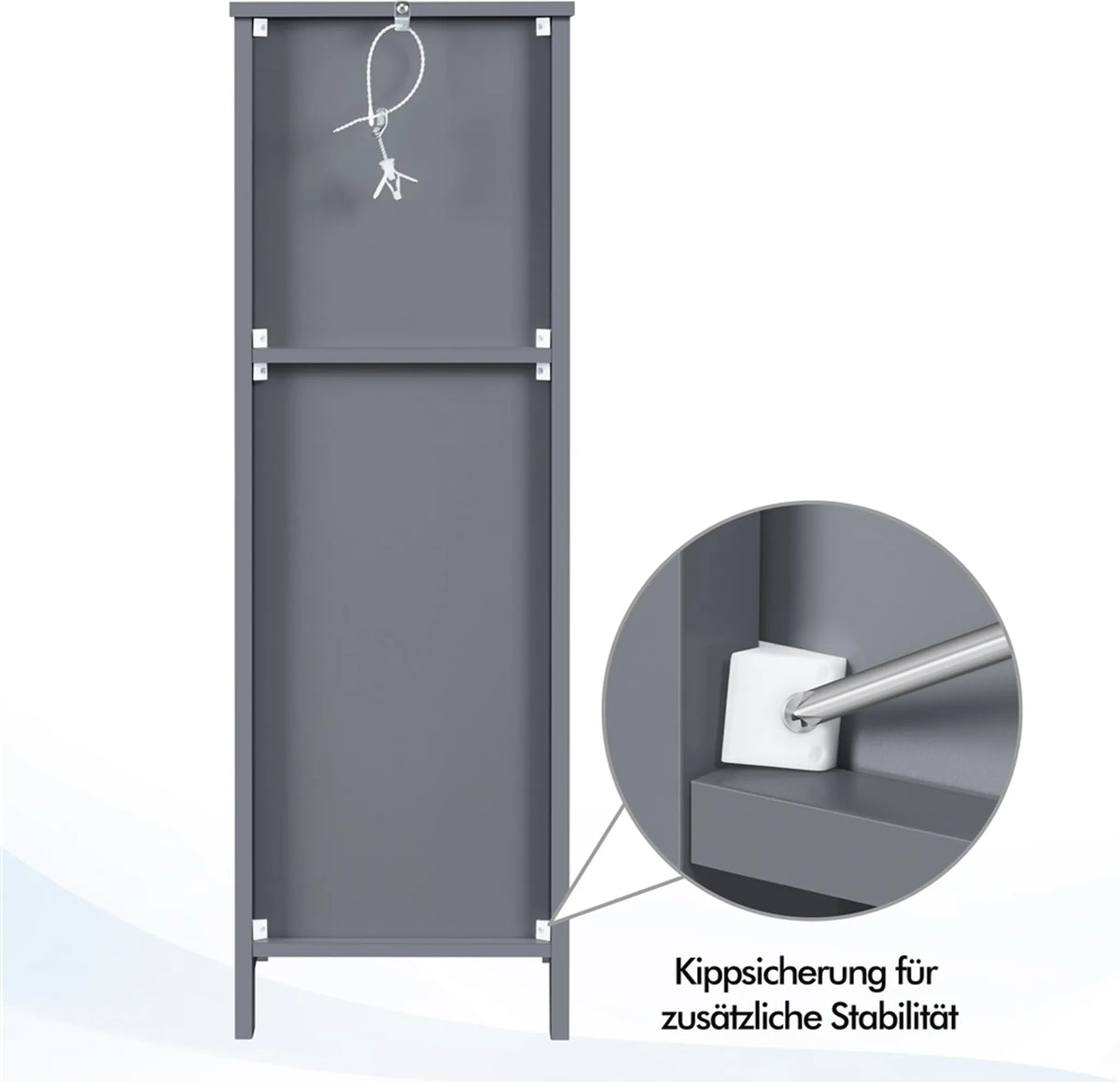Yaheetech Ruimtebesparende Badkamerkast & Opbergkast Met 2 Uitneembare Lades 89 cm Hoog – Donkergrijs – MDF
