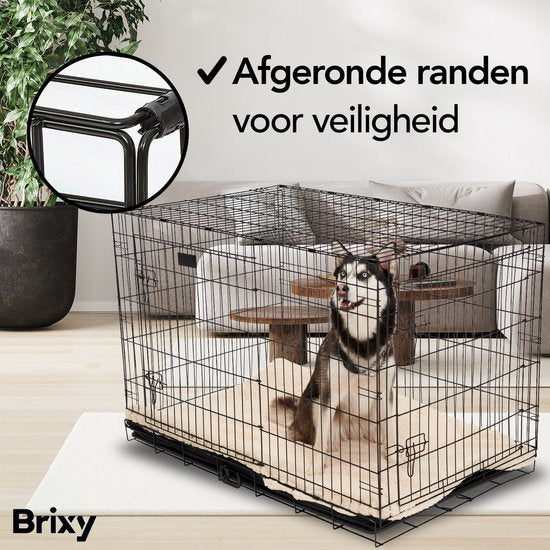 Brixy Hondenbench - Bench Voor Honden - Maat XXL - Opvouwbaar - 122 x 76 x 84 CM - 2 Deuren - Zwart