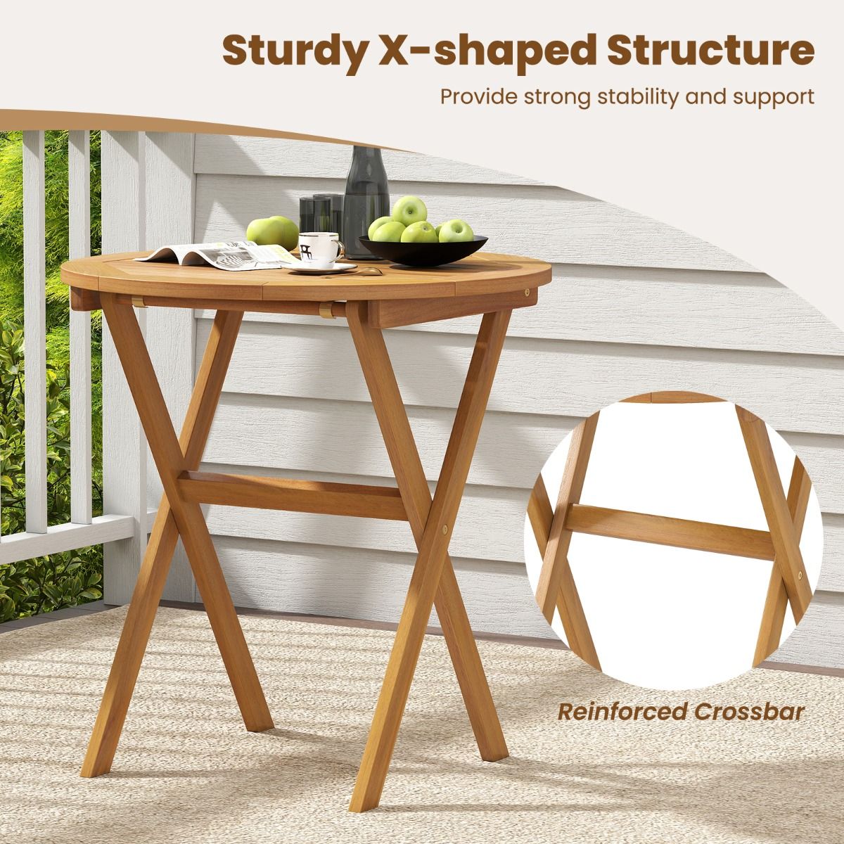 Coast ronde tuintafel - opvouwbaar - acaciahout - 67 cm - naturel