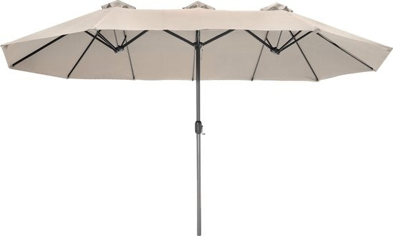 tectake® - Dubbele parasol Silia - Terrasparasol - XXL-parasol - Incl. beschermhoes - beige - 404253