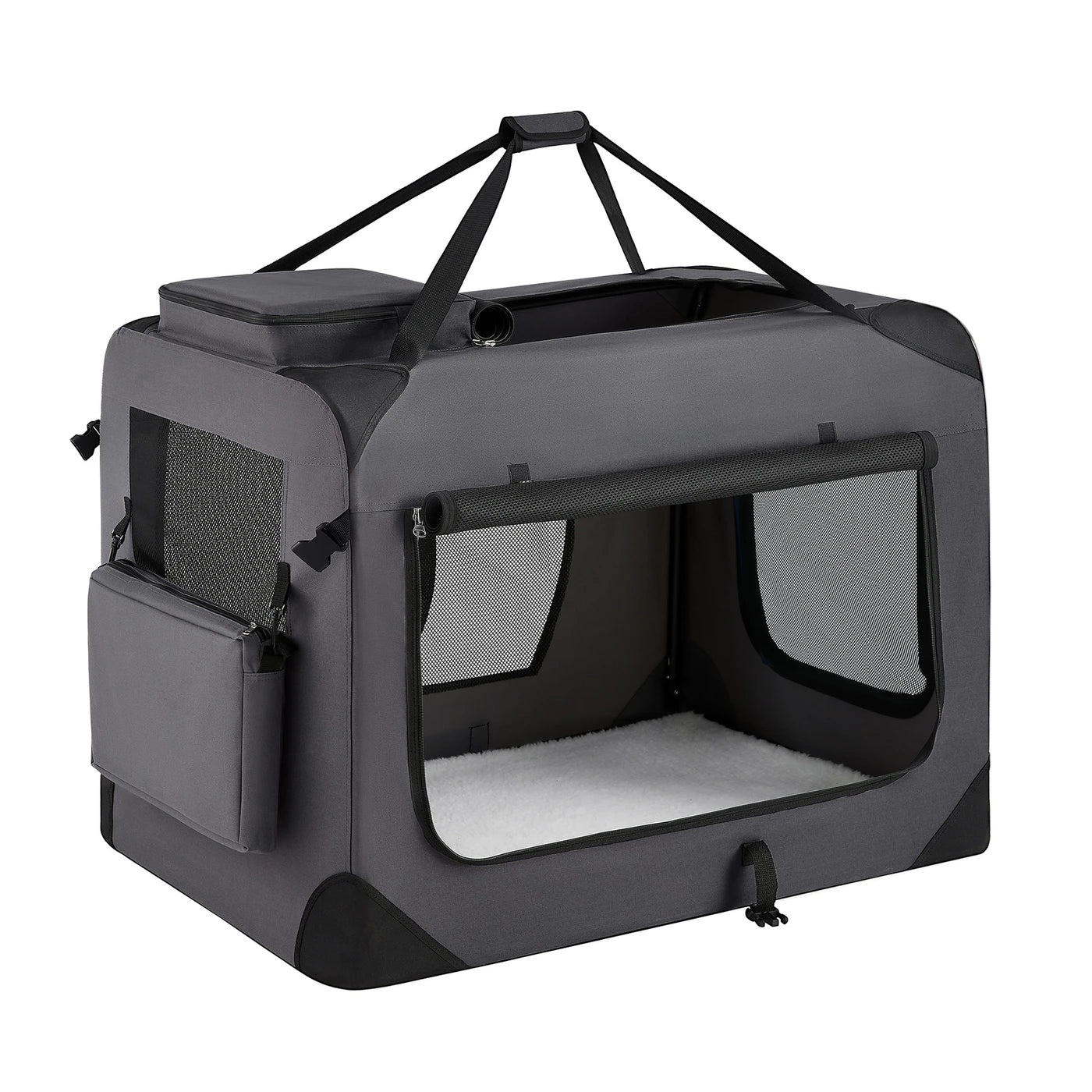 Ochama Opvouwbare Hondenbench 91 x 63 x 63 cm - Oxfordstof - Grijs - Draagbaar - Voor Honden van 23-32 kg
