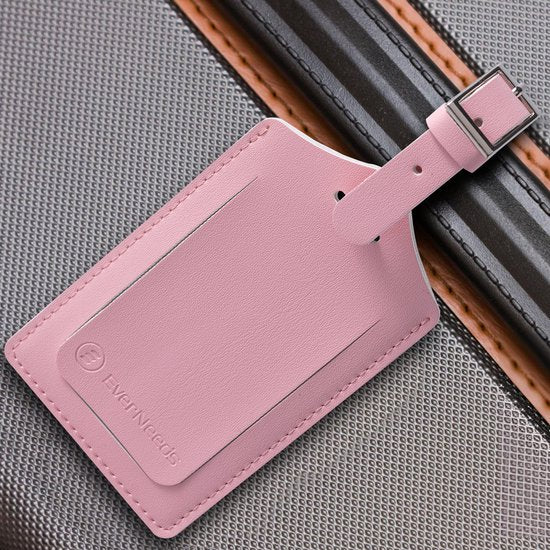Bagagelabel PU Leer – Set van 2 – Roze – Koffer Label Tags – Reizen