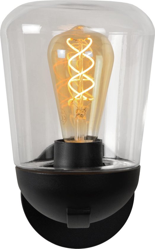 Lucide TULSA - Wandlamp Binnen/Buiten - 1xE27 - IP44 - Zwart