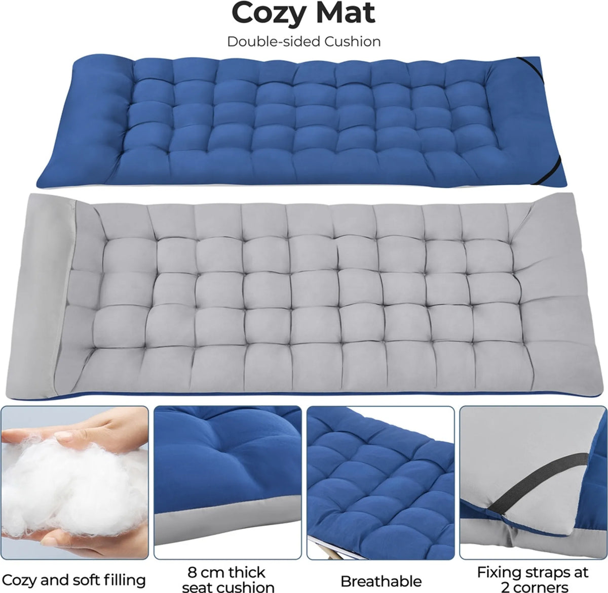 Yaheetech Campingbed Opvouwbaar 150 kg – Voorzien Van Zacht Matras En Zijvakken En Inclusief Draagtas – Voor Kamperen En Kantoor – Grijs En Blauw 600D Oxford En Metaal – 191 x 67 x 56 cm