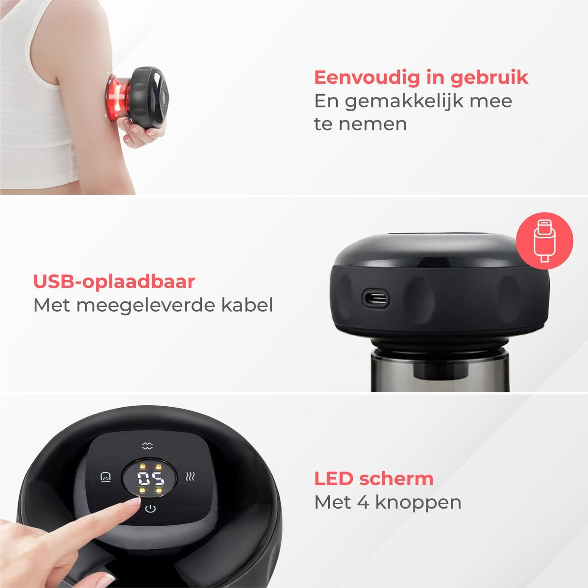 Nuvance Elektrische Cupping Cups – 12 Standen & Temperaturen – 18,1 x 13,5 x 8,9 cm – Zwart