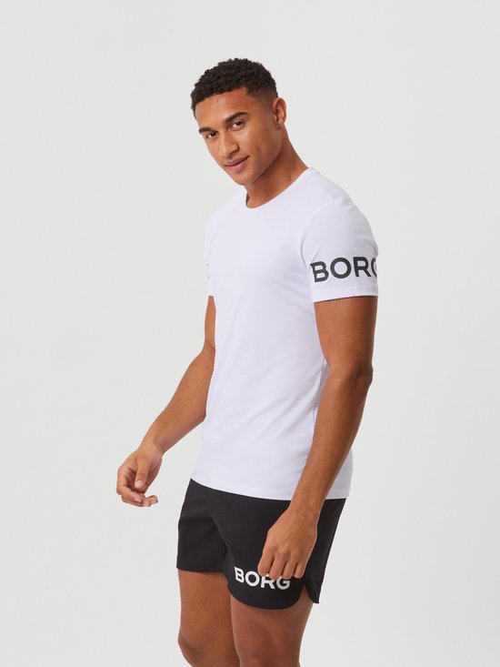 Björn Borg Sportshirt Heren Korte Mouw - Wit - Gerecycled Polyester - Maat L