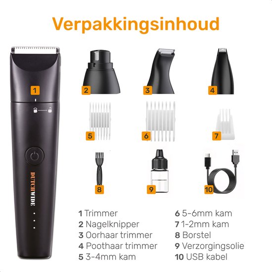 Dutchwide Honden Katten tondeuse - Voor dikke vacht - Draadloos - Trimmer