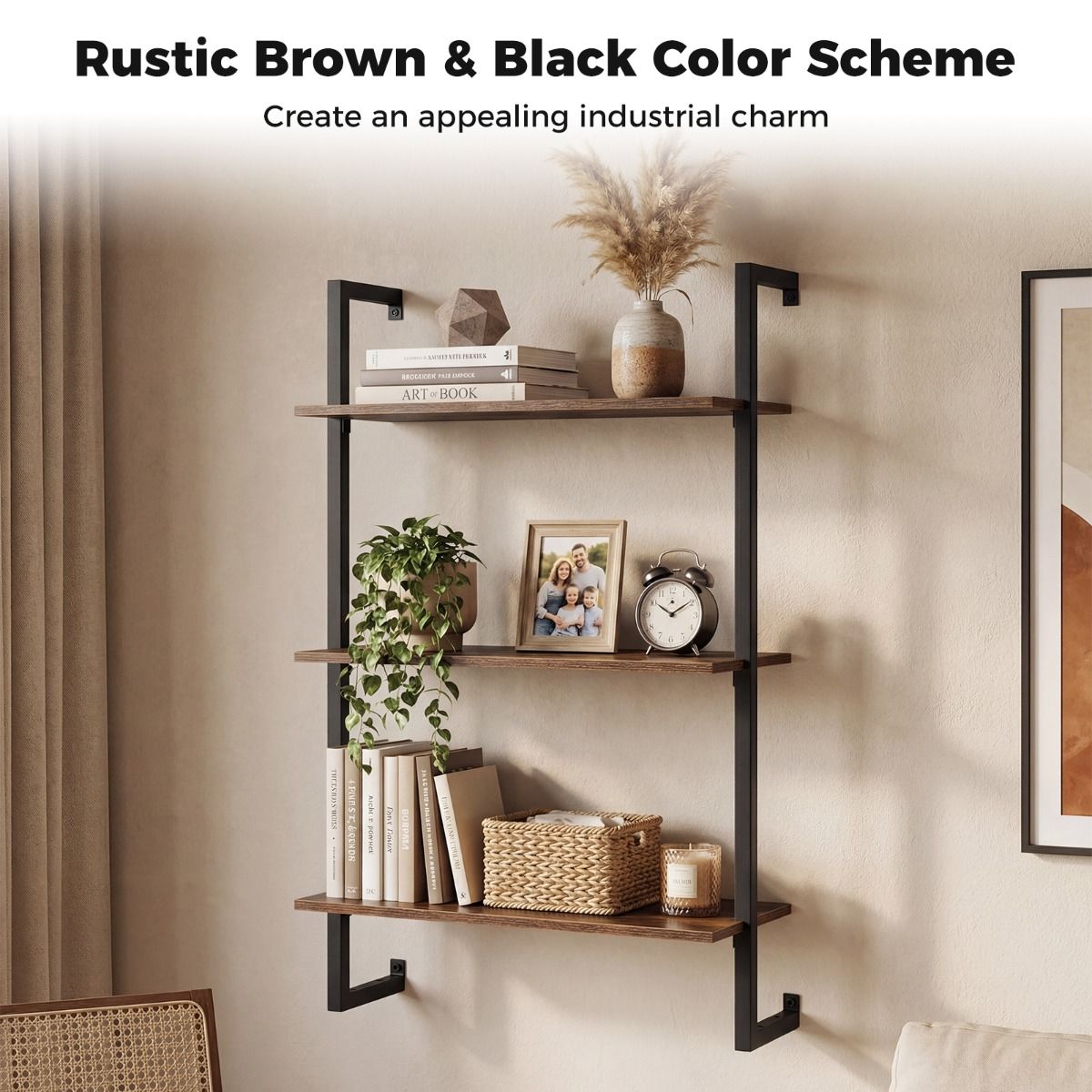 Coast Wandrek Keukenrek - 3 niveaus - metalen frame - bruin - 53 x 23 x 90 cm