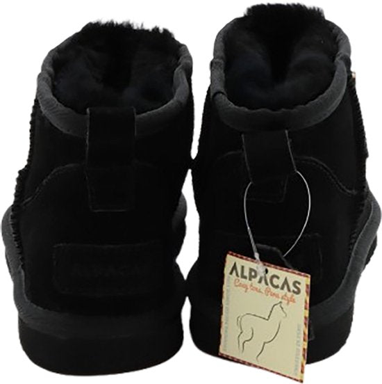 Alpacas Footwear – Dames - Echt suéde korte laarzen - Gevoerd met 100% zacht lamswol – Zwart - 42