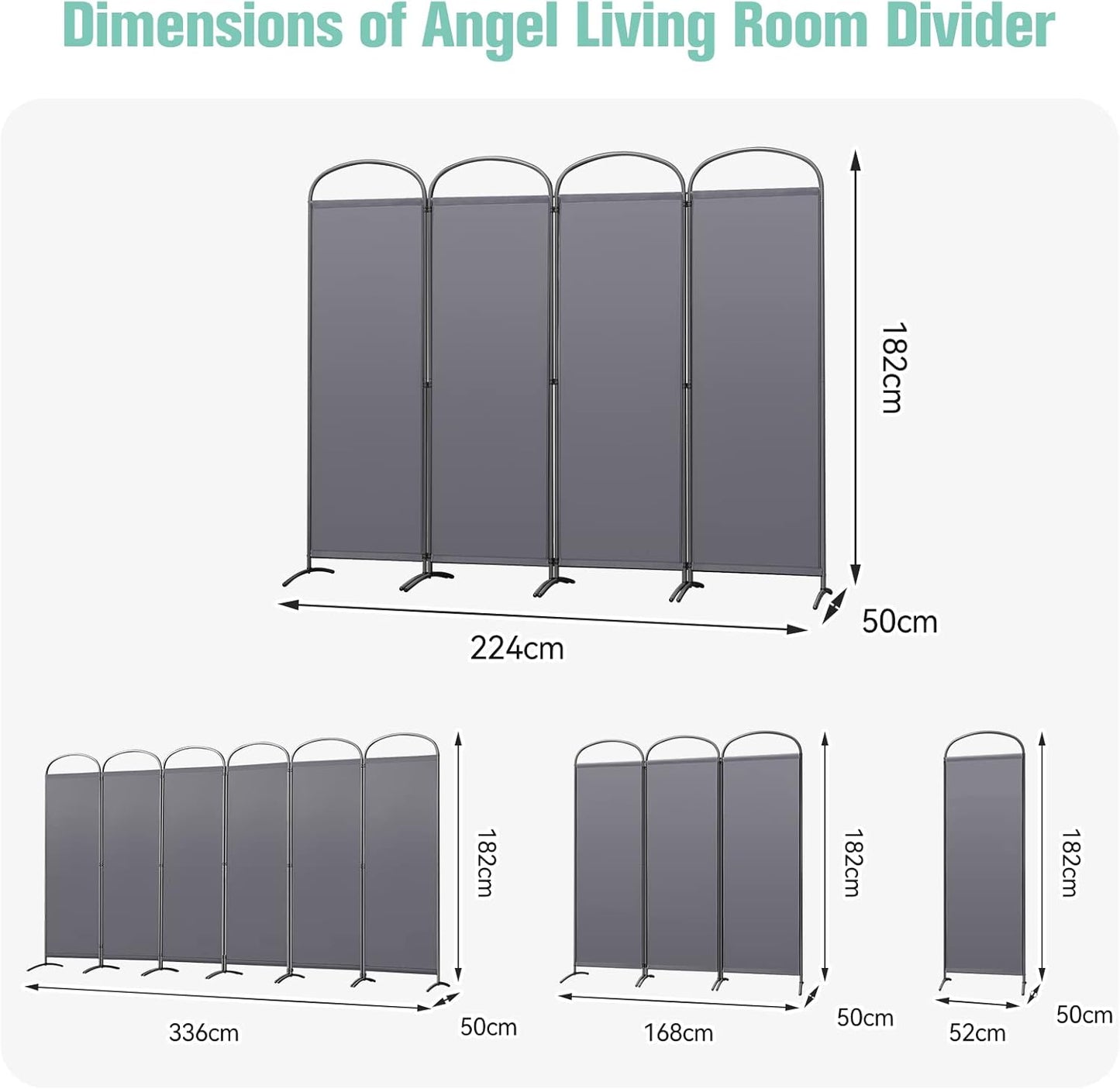 Angel Living Kamerscherm - 4 Panelen - 224 x 182 cm - Binnen & Buiten - Grijs
