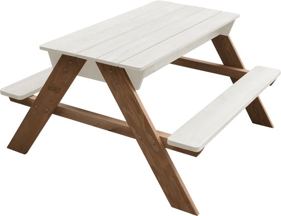 Sunny Dave Zand & Water Picknicktafel in Beige voor kinderen - Multifunctionele Picknick tafel met 2 uitneembare kunststof bakken - FSC hout