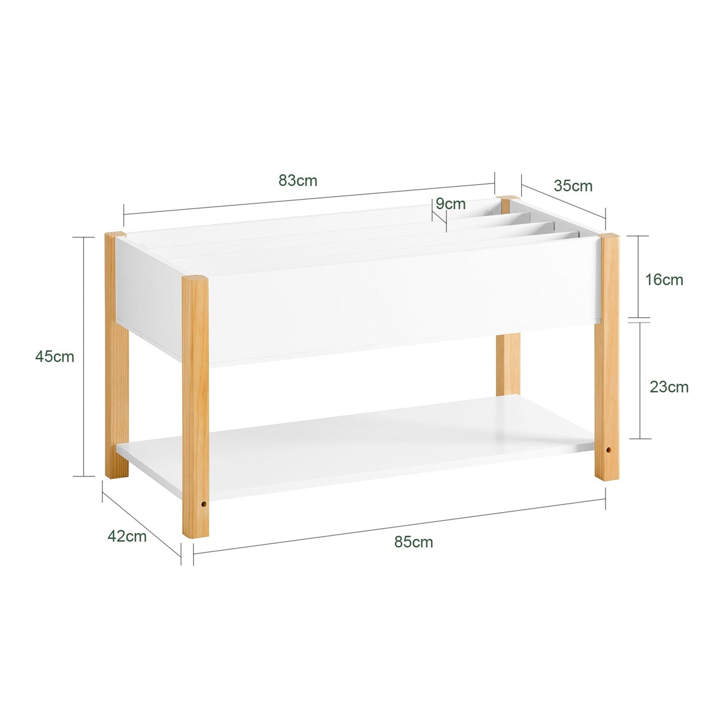SoBuy Kinderboekenkast - 2 Laags - 85 x 42 x 45 cm