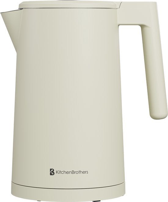 KitchenBrothers Waterkoker - 1.7L - Met Temperatuurregeling - Elektrisch - Warmhoudfunctie - Display - Dubbelwandig - Cool-touch - 2200W - Beige