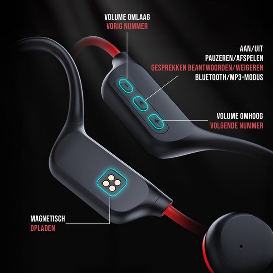 Tech Essentials Hydro X10 - Sport Oordopjes - Draadloos - Open Oor - IPX8 - 32GB - Bone Conduction Hoofdtelefoon - Koptelefoon - Hardlopen - Bluetooth