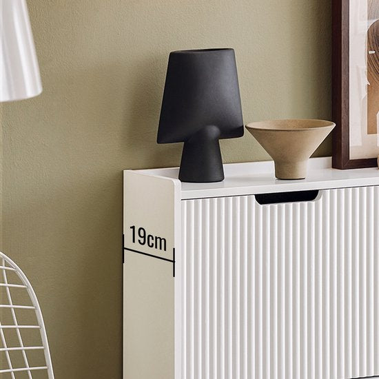 SoBuy FSR177-L-W Schoenenkast Wit - Smal met 4 Kleppen & 8 Planken