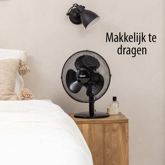 Tafelventilator 30 cm – 3 Snelheden – 85° Oscillatie – Verstelbare Luchtstroom – Tristar VE-5725 – Zwart