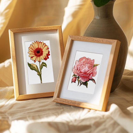 Rubye® Schilderen Op Nummer Volwassenen – Roos & Zonnebloem – Inclusief Verf en Penselen – Canvas Schildersdoek - Kleuren op Nummer - Dubbele Set - 15x20cm