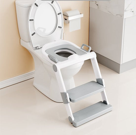WC Verkleiner met Trapje - Toilettrainer met Opstapje - Potje peuter - 1 tot 10 Jaar - Maximaal draagvermogen 75 kg - Opvouwbaar - grijs